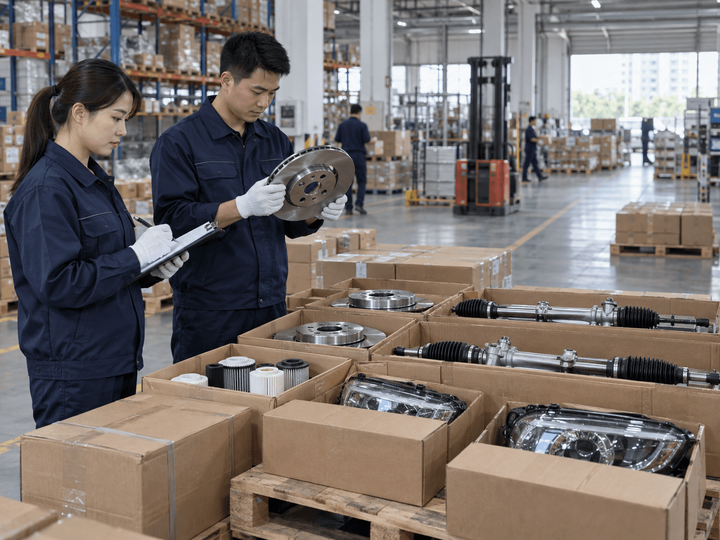 Shipment inspection of automotive parts in a Shenzhen factory